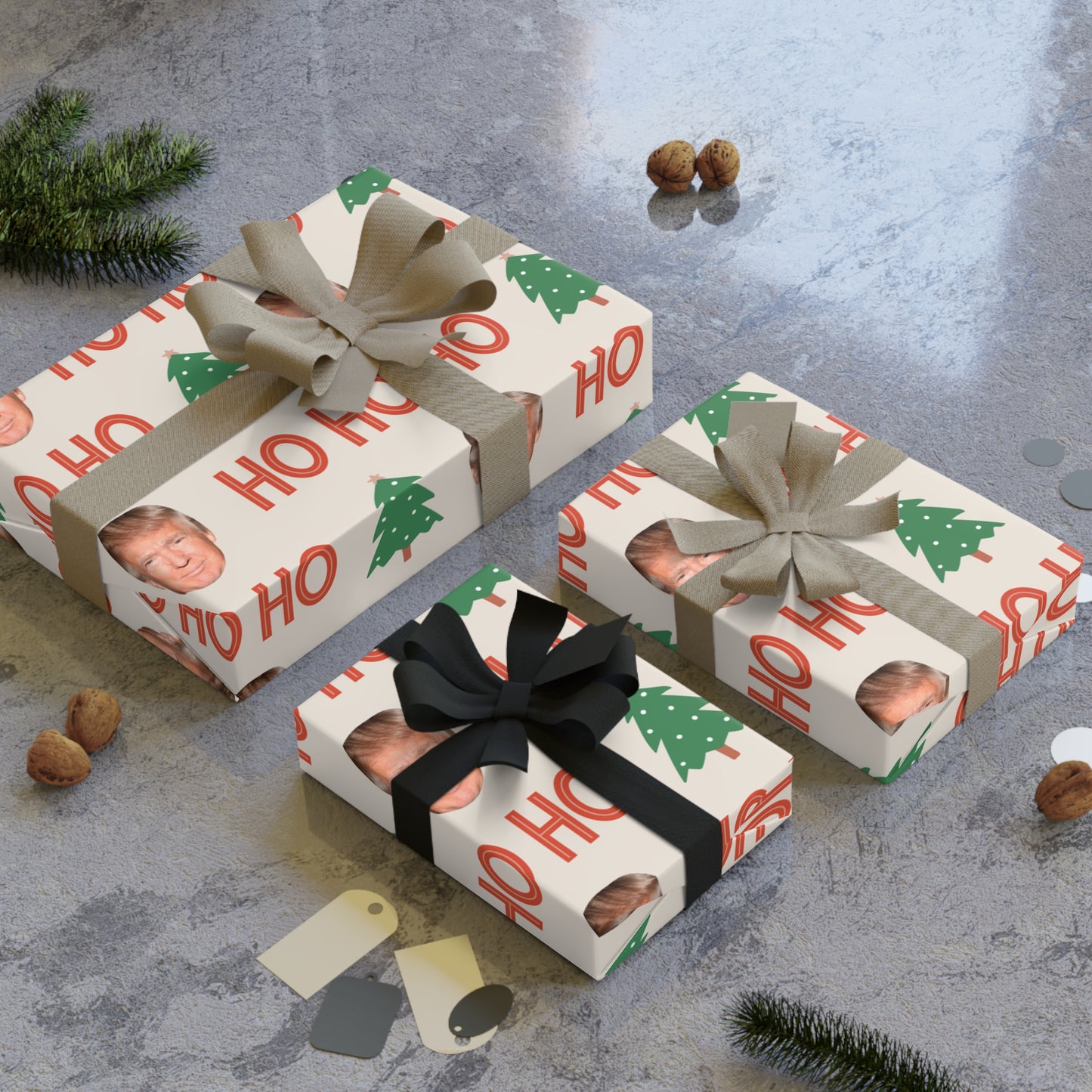 Ho Ho Ho Trump Gift Wrapping Paper Rolls, 1pc