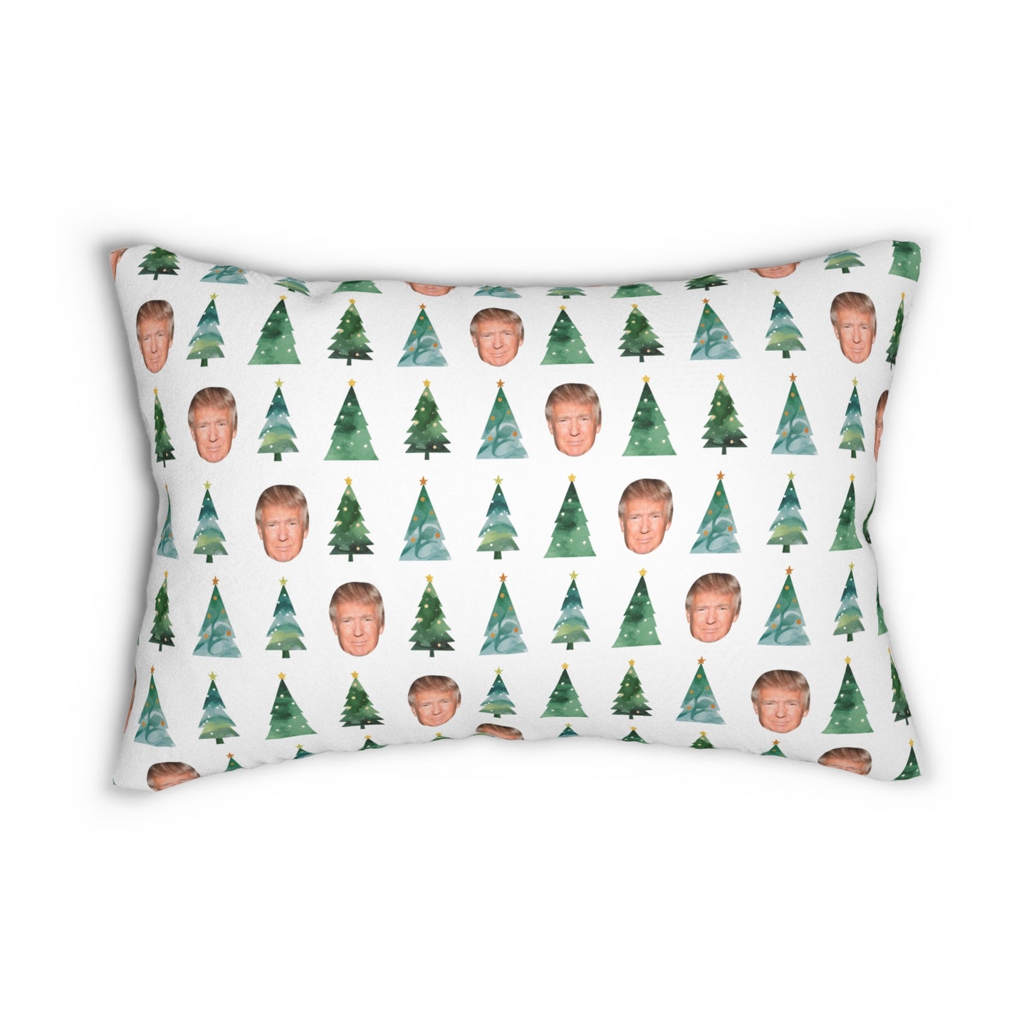 Double Sided Trump & Trees Spun Polyester Lumbar Pillow