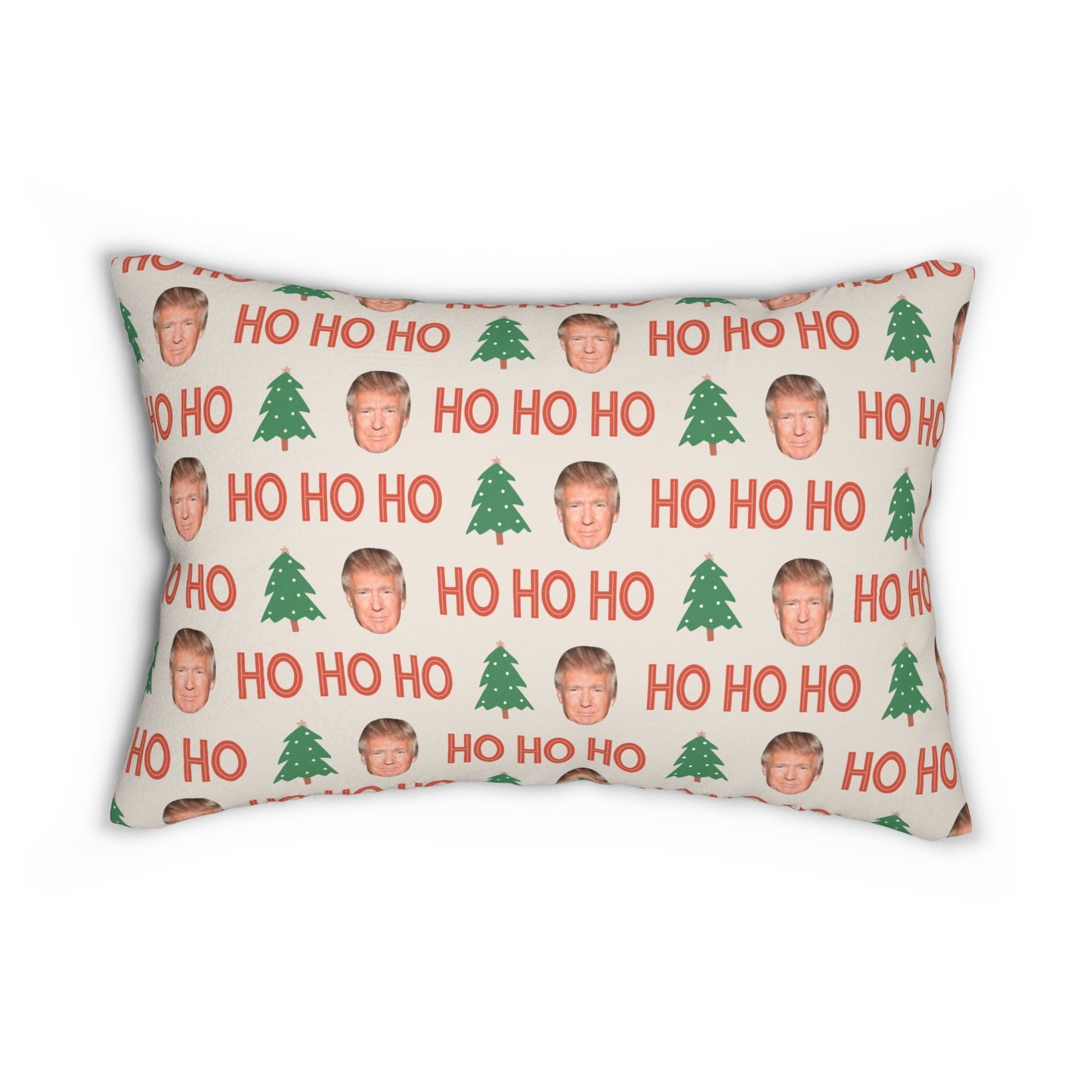 Double Sided Ho Ho Ho Trump Spun Polyester Lumbar Pillow