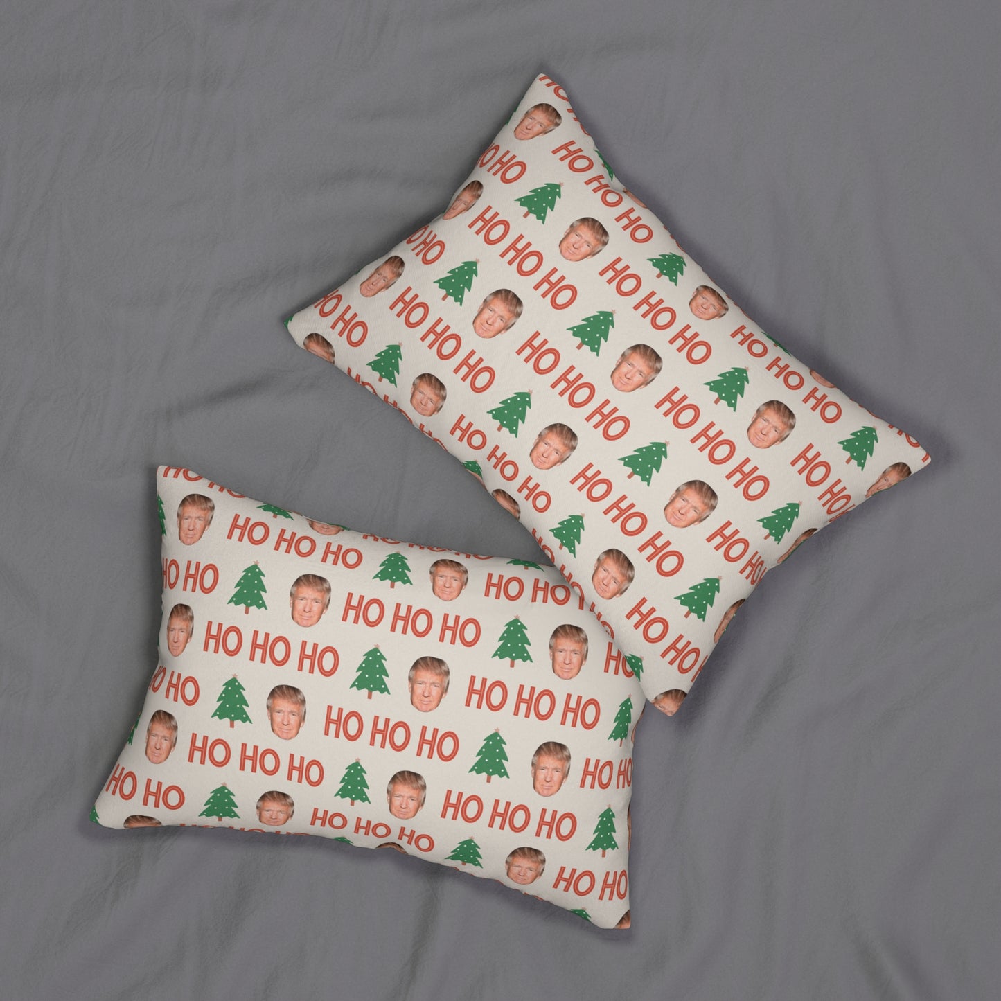 Double Sided Ho Ho Ho Trump Spun Polyester Lumbar Pillow