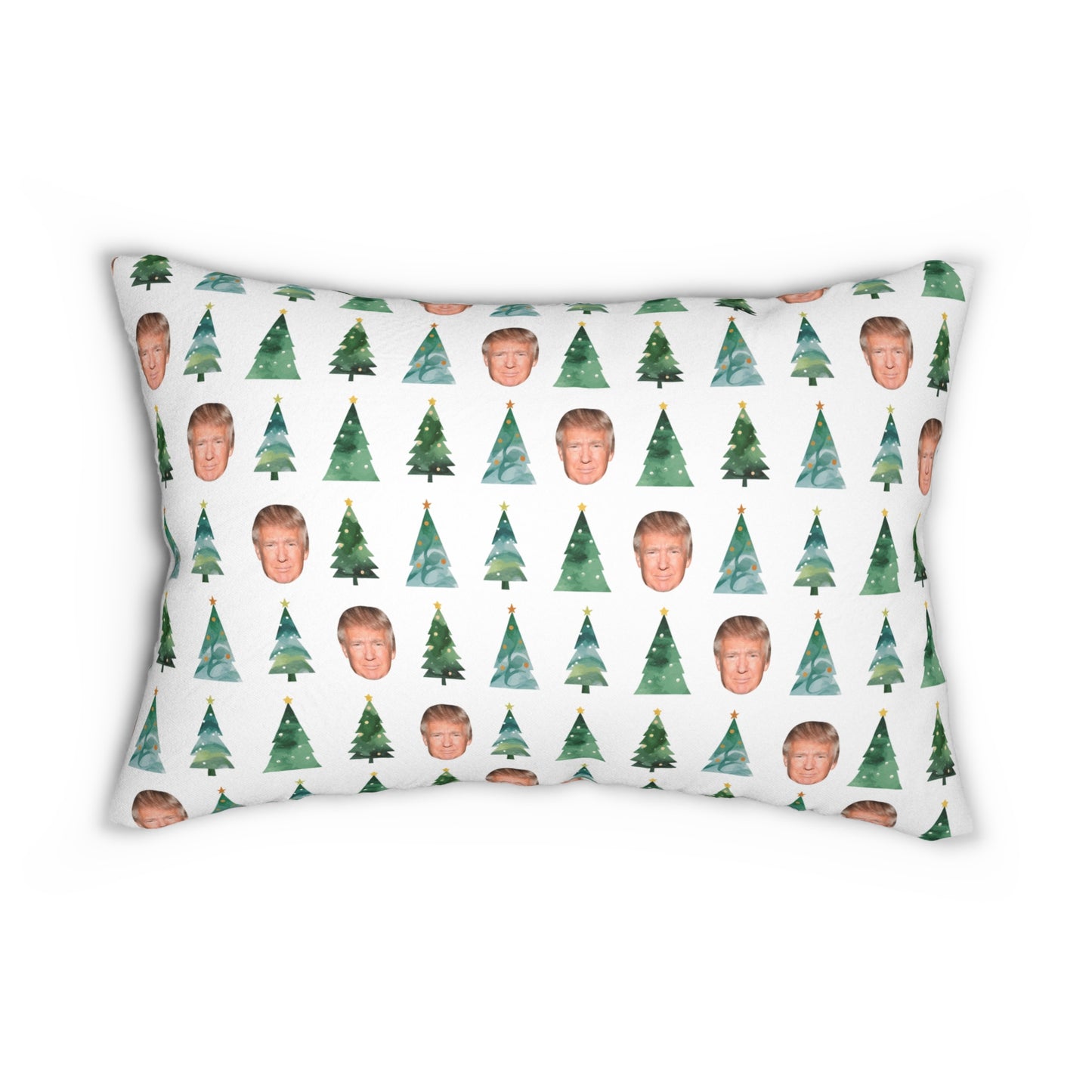 Double Sided Trump & Trees Spun Polyester Lumbar Pillow