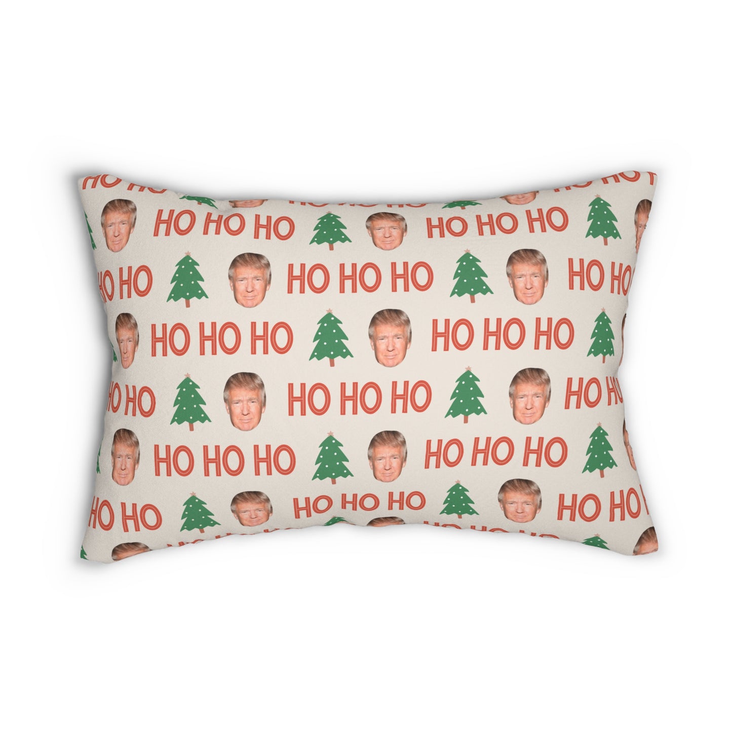 Double Sided Ho Ho Ho Trump Spun Polyester Lumbar Pillow