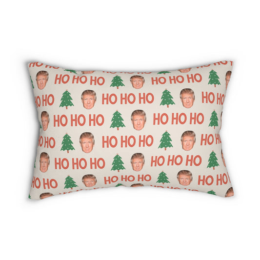 Double Sided Ho Ho Ho Trump Spun Polyester Lumbar Pillow