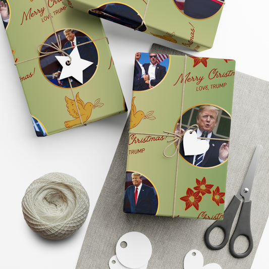 Love Donald Trump Gift Wrapping Papers in Green